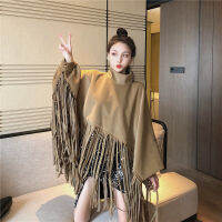 Fringed Tooded Cape Jacket Autumn And Winter Ladies Temperament Design Velvet Female Tide