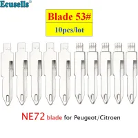 กุญแจรถ Ne72 10ชิ้น/ล็อตว่างสำหรับ Peugeot 206 306 405สำหรับ Citroen Kd Blade 53สำหรับพับได้กุญแจเบลดแท้ๆ Fob