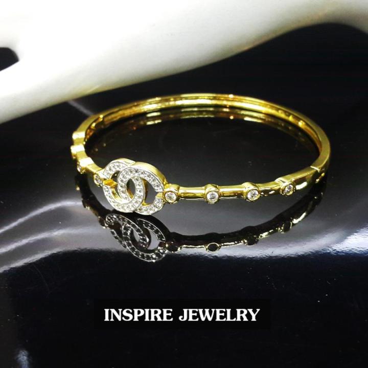 inspire-jewelry-กำไลฝังเพชรสวิส-งานจิวเวลลี่-gold-plated-diamond-cloning