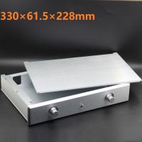 330 × 61.5 × 228มม. กล่องใส่หูฟังแบบอลูมิเนียมชุบไฟฟ้า CNC DAC ตัวเครื่องเครื่องขยายเสียงระบบเสียงแบบ DIY กรอบโต๊ะทำงานหน้าแรกด้านหลัง