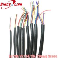 【】 xblftn 26AWG 24AWG 20AWG 28 RVV 3แกนตัวนำลวดทองแดงหุ้มดีบุกไฟฟ้า RVV 3PIN นุ่มสีดำ