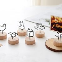 Creative Round Wooden Iron Photo Clip Memo Name Card Pendant Furnishing Articles Picture Frame DIY Family Photo Decoration Clips Pins Tacks