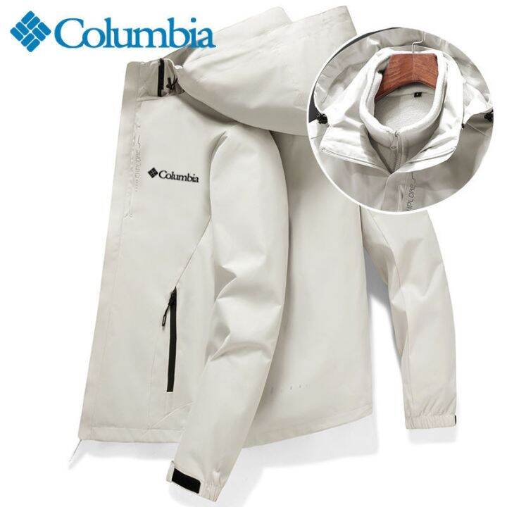 columbia-แจ็กเก็ตกีฬาและพักผ่อนสามในหนึ่งเสื้อแจ็คเก็ตสำหรับกิจกรรมกลางแจ้งของผู้ชายชุดว่ายปีนเขาฤดูหนาวที่กันลมและอบอุ่น