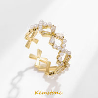 Kemstone แหวนมุกคริสตัลแบบปรับขนาดได้ของขวัญเครื่องประดับกำไลสำหรับผู้หญิง