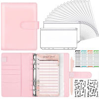 ใหม่ A6 PU Leather Planner Budget Binder Notebook Cash Envelopes System Set With Binder Pockets For Money Saving Bill Organizer-Jieeu