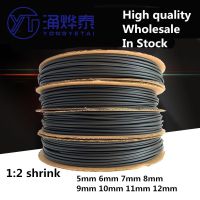 YYT 5meter/lot Heat shrink tubing diameter 5mm 6mm 7mm 8mm 9mm 10mm 11mm 12mm 2:1 Black Sleeving Wrap Wire Electrical Circuitry Parts