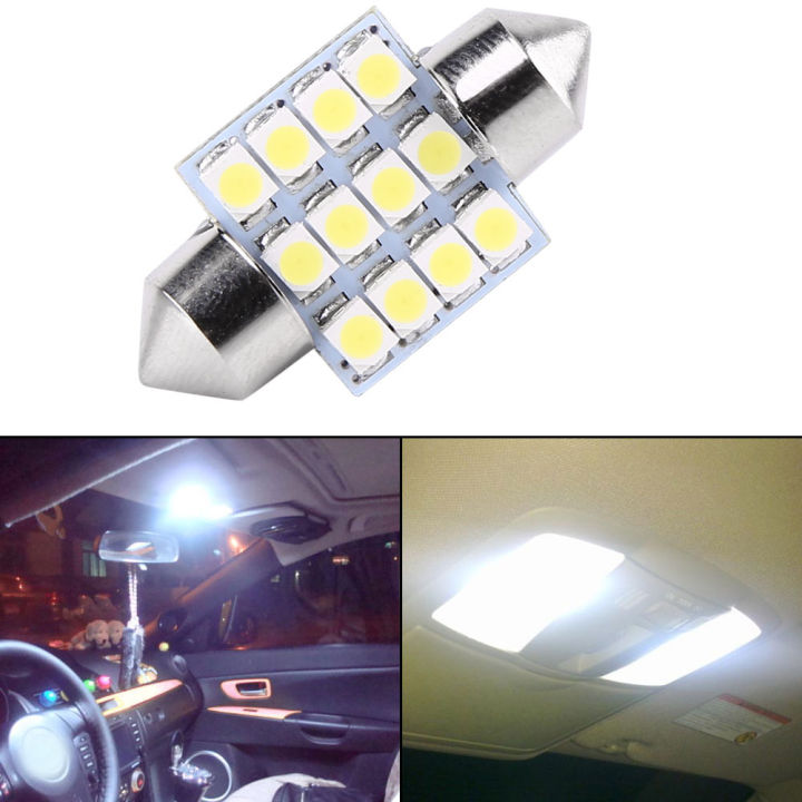 2pcs-สีขาว-12v-12smd-31-มม-หลอดไฟ-led-ภายในรถ-ไฟอ่านประตู-dome-light