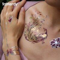 Flash Metallic Waterproof Tattoo Temporary Color Gold Silver Women Fashion Peacock Feather bird Design Sticker on the body YH119 Stickers