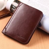BISON DENIM Genuine Leather RFID Wallet Men Red Brown Vintage Purse Card Holder Brand Men Wallets Dollar Price Male Purse W4361