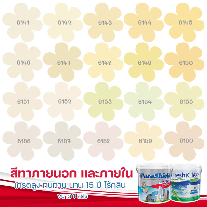 captain-พาราชิลด์-เฟรชชี่คลีน-สีครีม-สีทาภายนอก-ภายใน-ขนาด-1l-สีเกรดสูงทนทาน-15-ปี-กึ่งเงา-สีกันร้อน