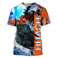 （Can Customizable）3d hitachi excavator all over printed clothes ta0554 fashion trend short-sleeved mens 3d t-shirt（Adult and Childrens Sizes）