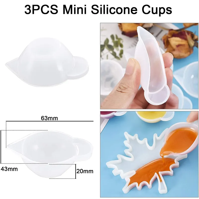 Silicone Measuring Cups for Epoxy Resin, Reusable Mixing Cups Resin Casting  Cont