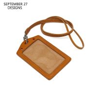 New Fashion ID Badge Case For Office Genuine Leather Driving License Bag Lanyard Neck Strap Large Size Work Card Holders Card Holders