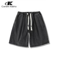 【Ready】? Canelin Kiskha denim shorts mens summer trendy loose five-point pants American casual youth pants