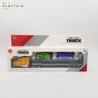 ร้านแนะนำของเล่นเด็ก โมเดลรถบรรทุก TRUCK DIE-CAST สเกล1:58 รถบรรทุกของเล่นพร้อมรถเก๋ง 2 คัน ล้อไขลานวิ่งได้ [ZQ-1006C]