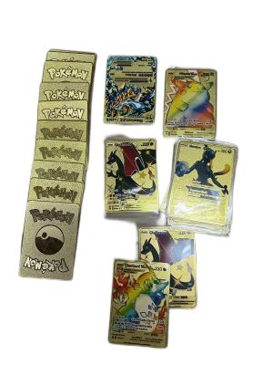 Spanish Pokemon Cards Gold Metal Pokemon Cards Hard Iron Cards Mewtwo Pikachu Gx Charizard Vmax Pack Game Collection