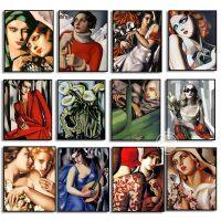 พิมพ์หนังสือ♠Tamara De Lempicka โปสเตอร์ภาพแอบสแตรกต์รูปศิลปะบนผนังเพื่อความงามของผู้หญิงโปสเตอร์และภาพพิมพ์ผ้าใบวาดภาพภาพสำหรับห้องนั่งเล่นการตกแต่งบ้าน