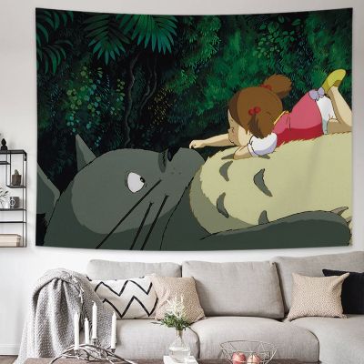 Hayao Miyazaki Dragon Cat Background Cloth ins Hanging Cloth Anime Hanging Picture Wall Mesh Red Bedside Tapestry Room Dormitory Wall Cloth Tapestry Bedside Background Cloth Decora
