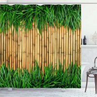 Bamboo Green Plant Waterproof Green Shower Curtain