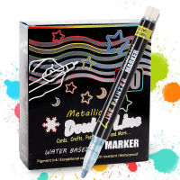 30สีคู่สายร่างปากกาชุดเมทัลลิสีเน้นเมจิกปากกามาร์กเกอร์สมุดสำหรับศิลปะจิตรกรรมอุปกรณ์การเรียน