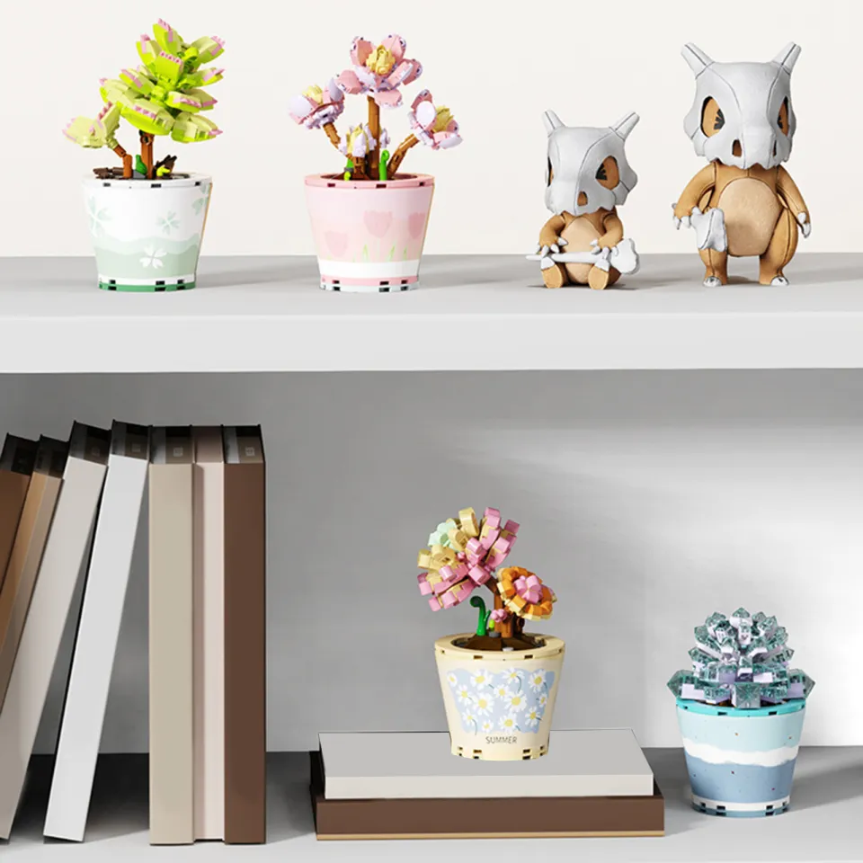 DIY Plant Decorative Flower Blocks Toy Animal Series Assembling