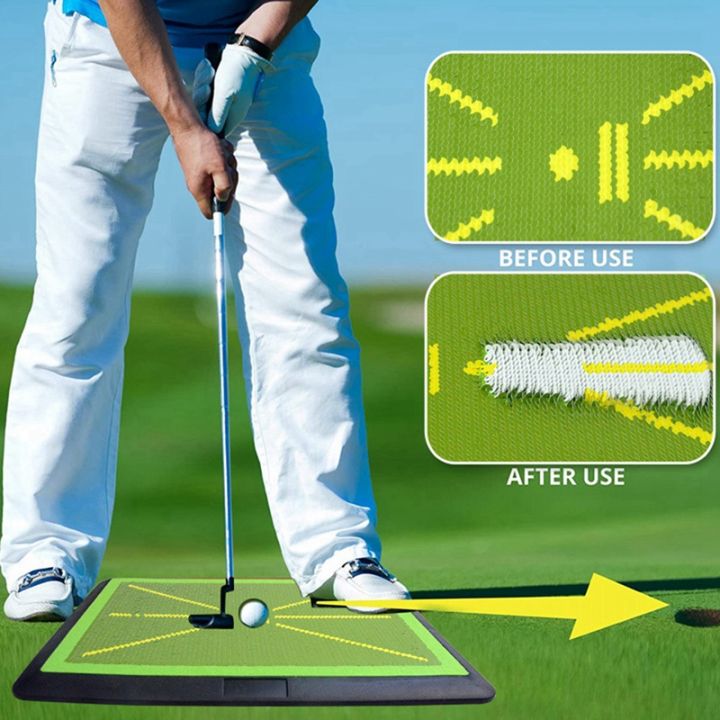 1-piece-club-path-feedback-golf-practice-mats-golf-impact-mat-golf-accessories-black-amp-green