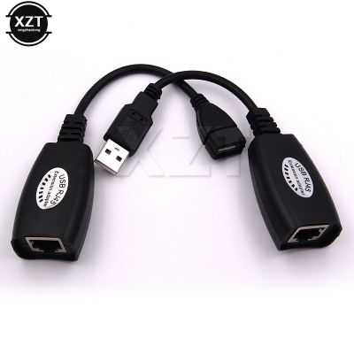 2Pcs New USB to RJ45 RJ 45 LAN Cable Extension Adapter Extender Over Cat5 RJ45 Cat6 Patch Cord Black Networking Accessories New