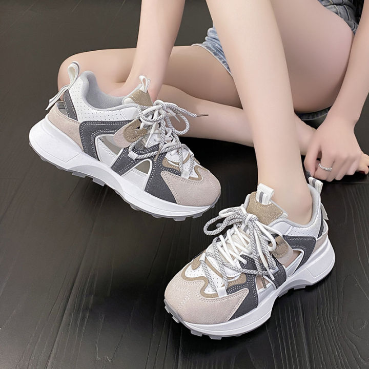 รองเท้าอาแกนเอวเล็กระบายอากาศได้ดีสำหรับผู้หญิง-2023-รองเท้าวิ่งกีฬาลำลองแบบบางแฟชั่นฤดูร้อนใหม่