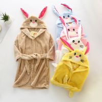 Long Sleeve Hooded Childrens Bathrobe Cartoon Rabbit Kids Robe Lovely Animal Boys Bath Robe Spring Autumn Winter Girls Bathrobe