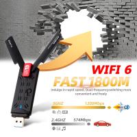 Wifi 6 USB 3.0 1800/1300Mbps Wifi Adapter Dual Band 5GHz 2.4Ghz Wireless Network Card 802.11ax RTL8832AU Wifi Antenna for laptop  USB Network Adapters