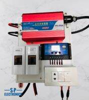 ชุดโซล่าเซลล์ ชุดไฟนอนนาแถม Inverter suoer 12V500W คลื่นเพียวชายเวฟพร้อมใช้งาน