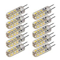 หลอดไฟ Led G4 2W 12V/AC220V 24LED โคมไฟซิลิโคนวอร์มไวท์/ขาว L องศา Led 10ชิ้น