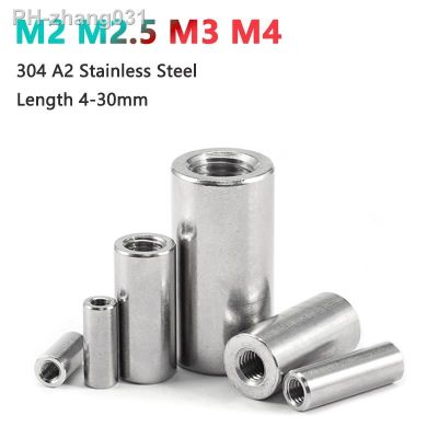 M2 M2.5 M3 M4 304 Stainless Steel Lengthen Round Coupling Nut Female Thread Cylindrical Stud Standoff Connector Joint Sleeve