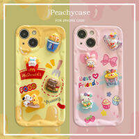 3D Sanrio Hello Kitty สนูปี้เมโลดี้ MCD เคสโทรศัพท์ที่ใช้ได้กับ iPhone 14 13 12 Pro Max 14Promax IMD ฝาหลังทนต่อแรงกระแทกเคส