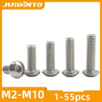 JUIDINTO 2-55pcs Button Head Allen Screw Stainless Steel M2 M2.5 M3 M4 M5 M6 M8 Hex Socket Round Head Screw for Motorcycle Fasteners