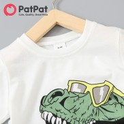PatPat 2pcs Toddler Boy Clothes Terno Playful Dinosaur Print Tee Top Cargo