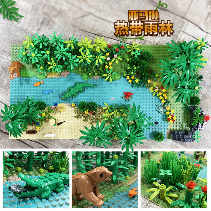 rain-forest-plants-base-plate-city-building-blocks-for-children-xmas-birthday-gifts-compatible-bricks-with-baseplate