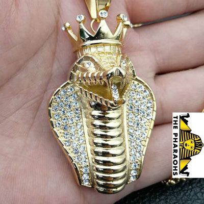 g2ydl2o King Snake Zodiac Titanium Talisman Luck Charm Amulet Pendant-Gold