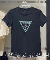 GUESS เสื้อยืดอเนกประสงค์แขนแขนสั้นคอกลม,เสื้ออเนกประสงค์ใส่สบายสีทึบเรียบง่ายฤดูร้อนของผู้หญิงแบรนด์แฟชั่น YL2K8406C