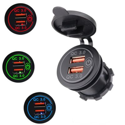Usb socket in the car Quick Charge Car Charger 60W Outlet Socket For 12V 24V Motorcycle Boat Marine Truck