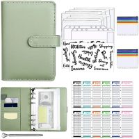 โน๊ตบุ๊คหนัง PU A6 Planner Binder หน้าภายในซิปซองงบ Budgeting เงินสำหรับงบ Budget Binder สติกเกอร์-ttlg4809