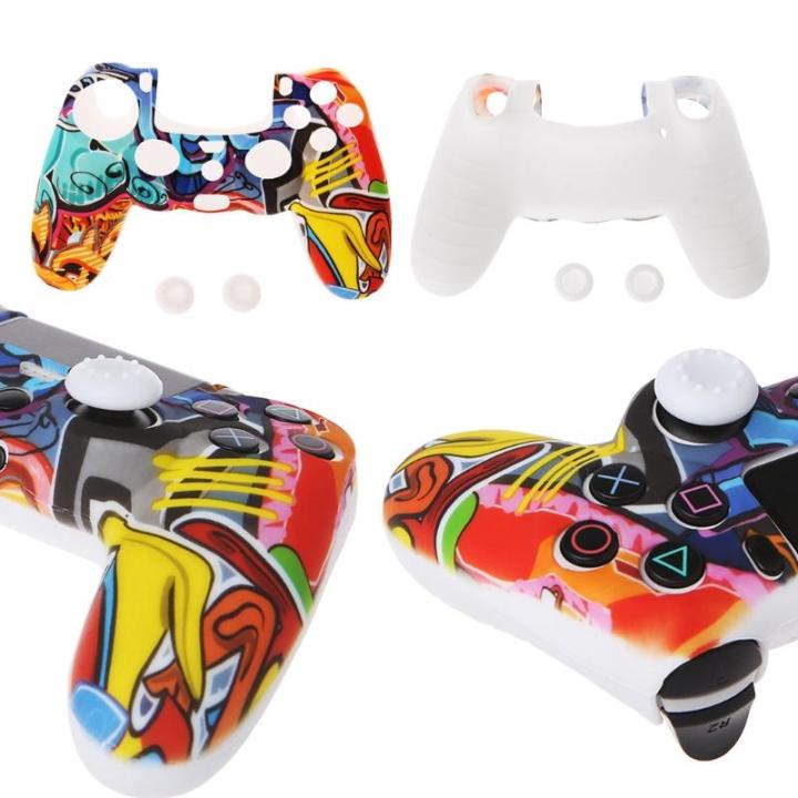 multicolor-style-silicone-gamepad-cover-case-2-joystick-cap-for-ps4-controller