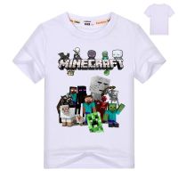 เสื้อยืดผ้าฝ้าย พิมพ์ลายการ์ตูน Minecraft สำหรับเด็ก