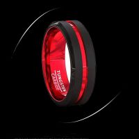 Tungsten Carbide Red Groove Mens Ring 8MM Wedding Band Female Jewelry Rings Size 7-14