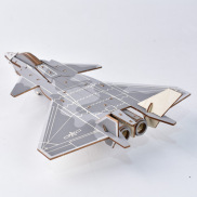 Đồ chơi lắp ghép gỗ 3D Mô hình Máy bay chiến đấu J-20 Laser HC04