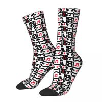 Crazy Design Musical Note Pattern Skateboard Socks Music Lover Polyester Middle Tube Socks for Women Men Non-slip Socks Tights