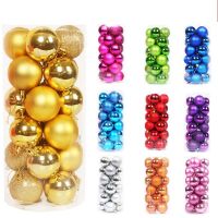 24Pcs/set Glitter Christmas Tree Ball Baubles Colorful Xmas Party Home Garden Christmas Navidad Natal Decoration Supplies