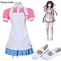 New Dangan Ronpa 2 Mikan Tsumiki Cosplay Costume Danganronpa Wig Suit Top Skirt Pink Apron Dress Woman Shoes Princess Dress Girl