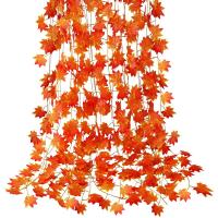 12 Packs of Artificial Autumn Leaves Garland Hanging Vine Thanksgiving Decoration for Family Wedding Fireplace Party