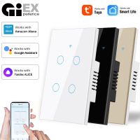 【LZ】☌  Wifi toque interruptor de parede luz nenhum painel vidro temperado universal neutro tuya vida inteligente casa 2way/3way alexa google alice 118x72